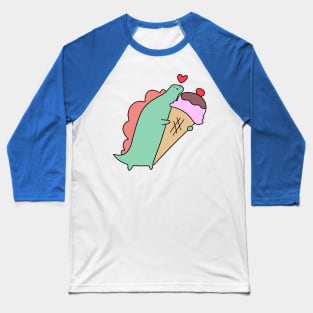 Stegosaurus and Icecream Cone Baseball T-Shirt